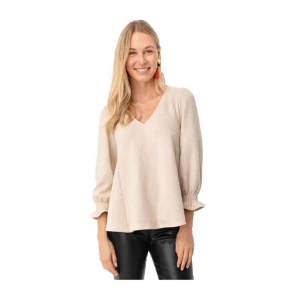 Tuckernut, Easton blouse,Suede, bone, size L. NWOT.